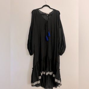 Lemlem black gauze midi dress